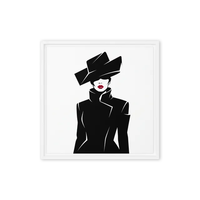 Elegant Silhouette in Black Hat | Art Print