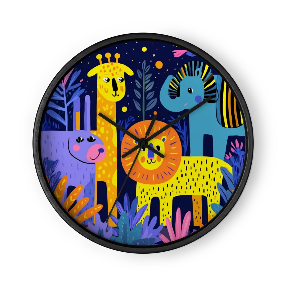 Midnight Jungle Gathering | Wall Clock