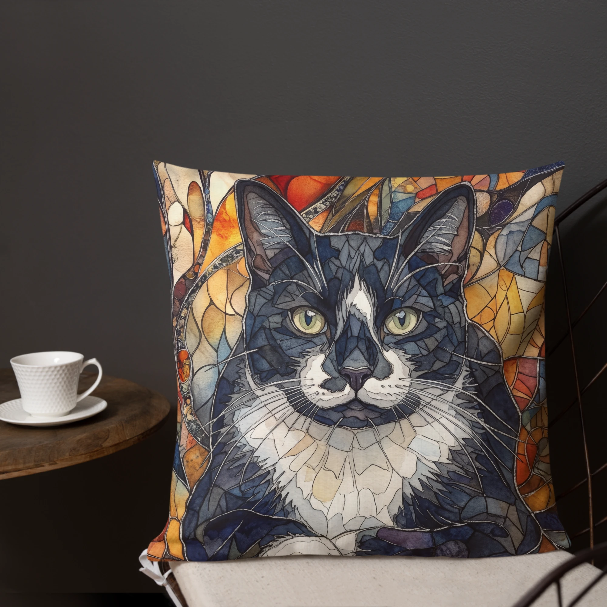 Pet Portrait Pillow — Stained Glass — Pillow · in setting