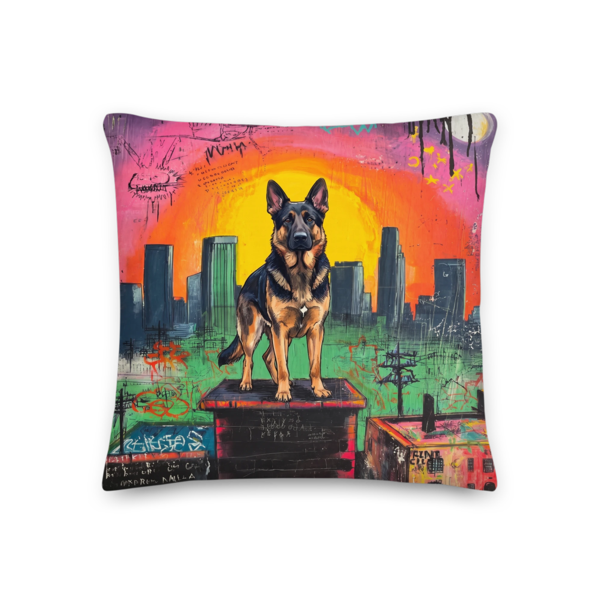 Pet Portrait Pillow — Street Art — Front