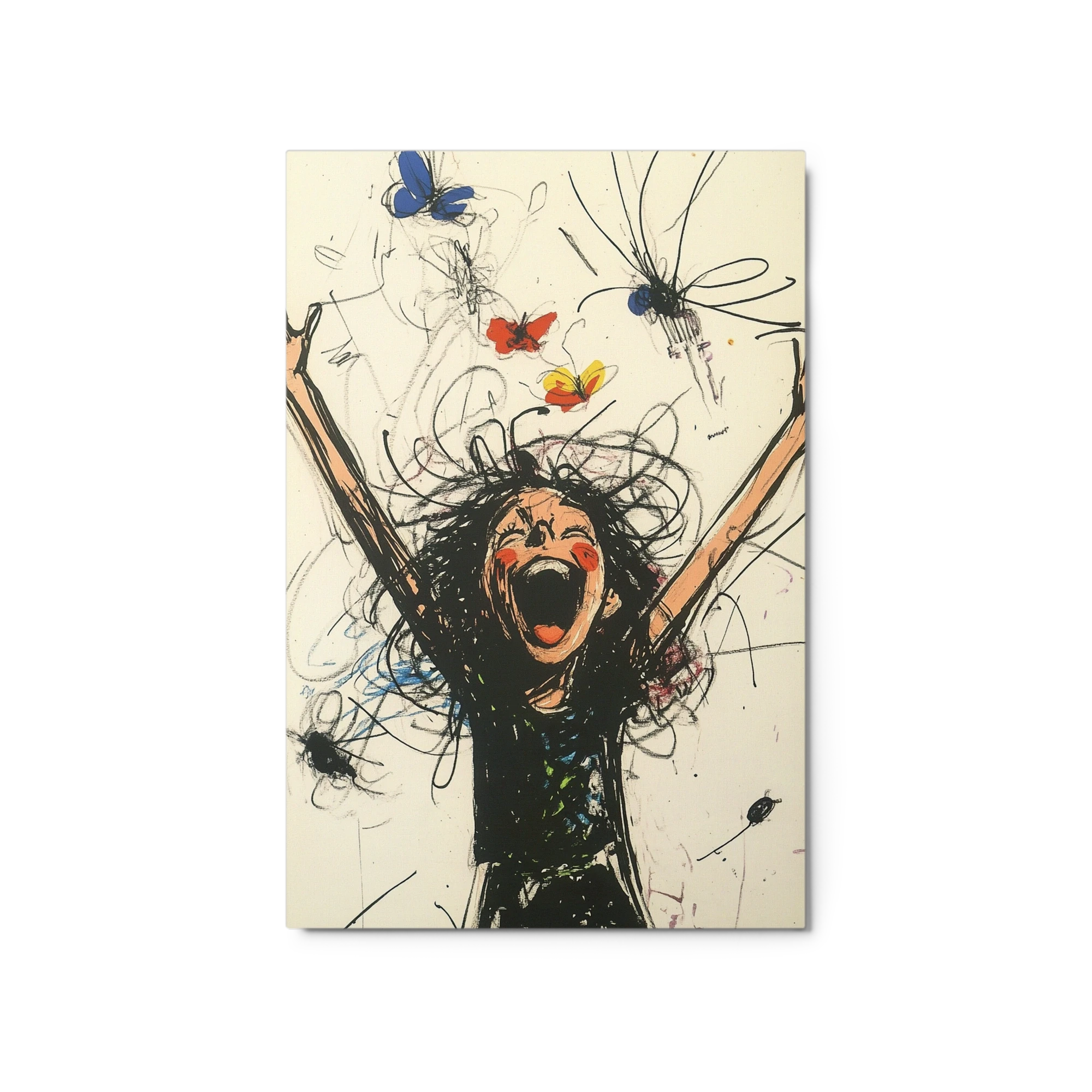 Joyful Girl Surrounded by Butterflies