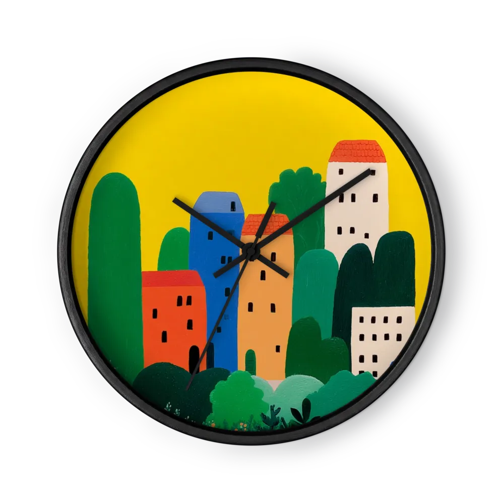 Yellow Village Horizon | Wall Clock