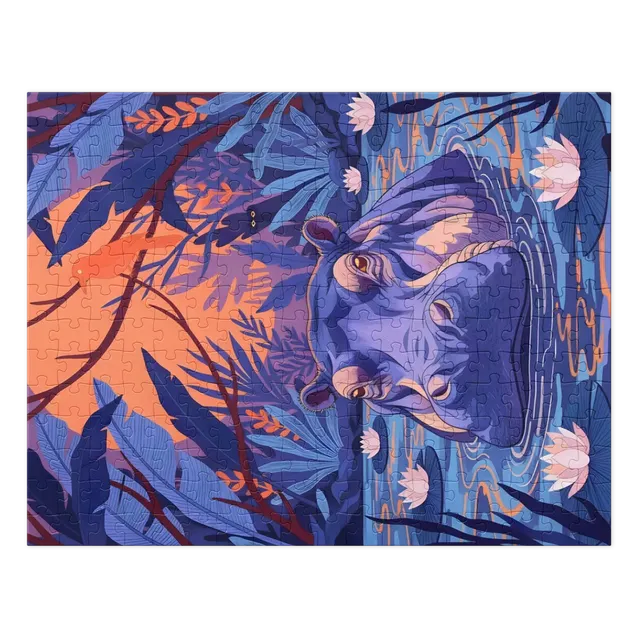 Moonlit Hippo | Jigsaw Puzzles
