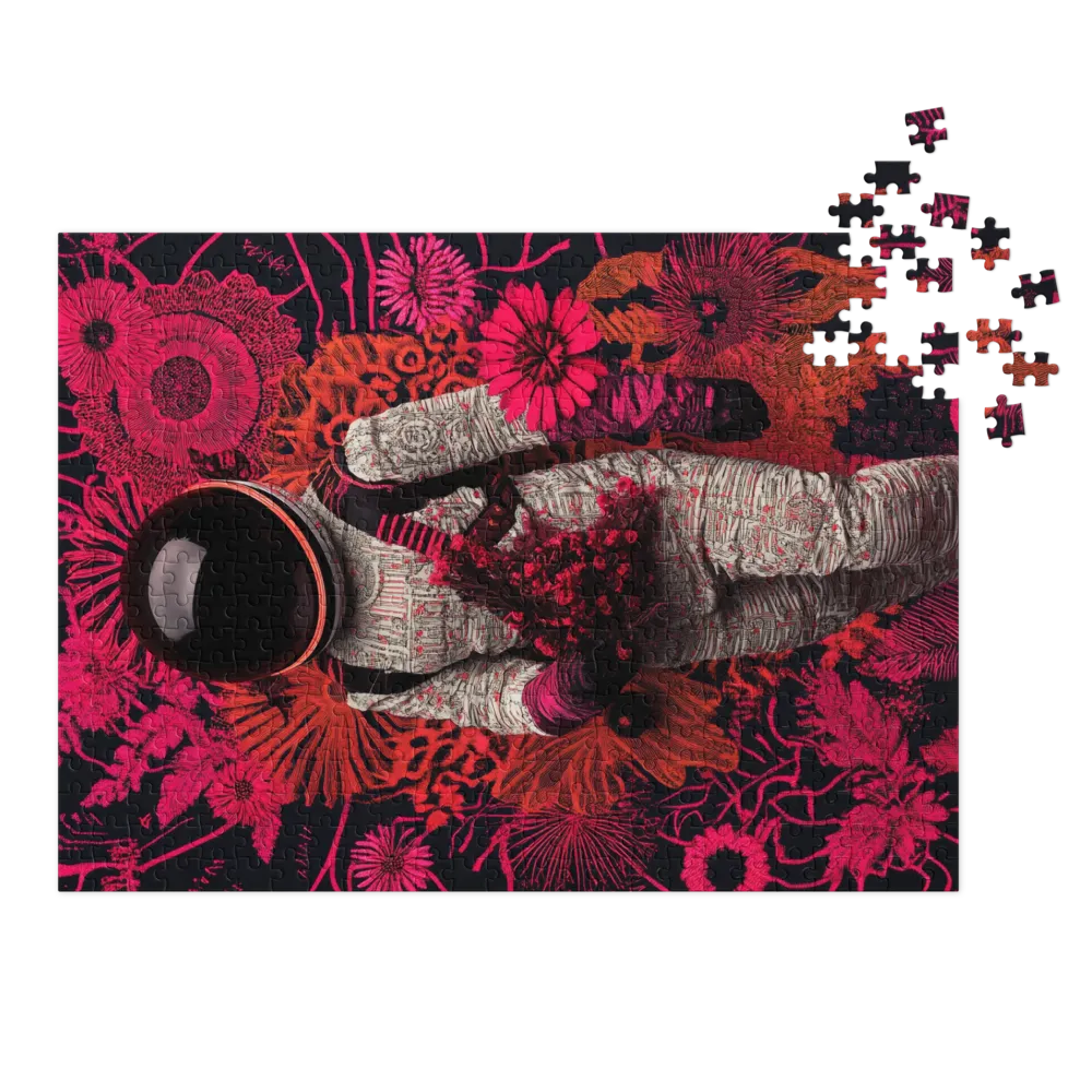 Surreal Astronaut with Flowers