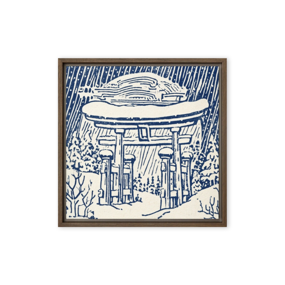 Casts disciplined calm across open plaster — Ukiyo-e revival printmaking