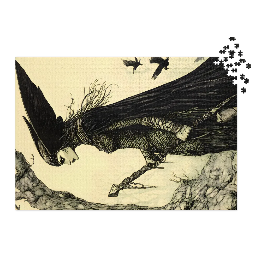 Female Warrior with Crows