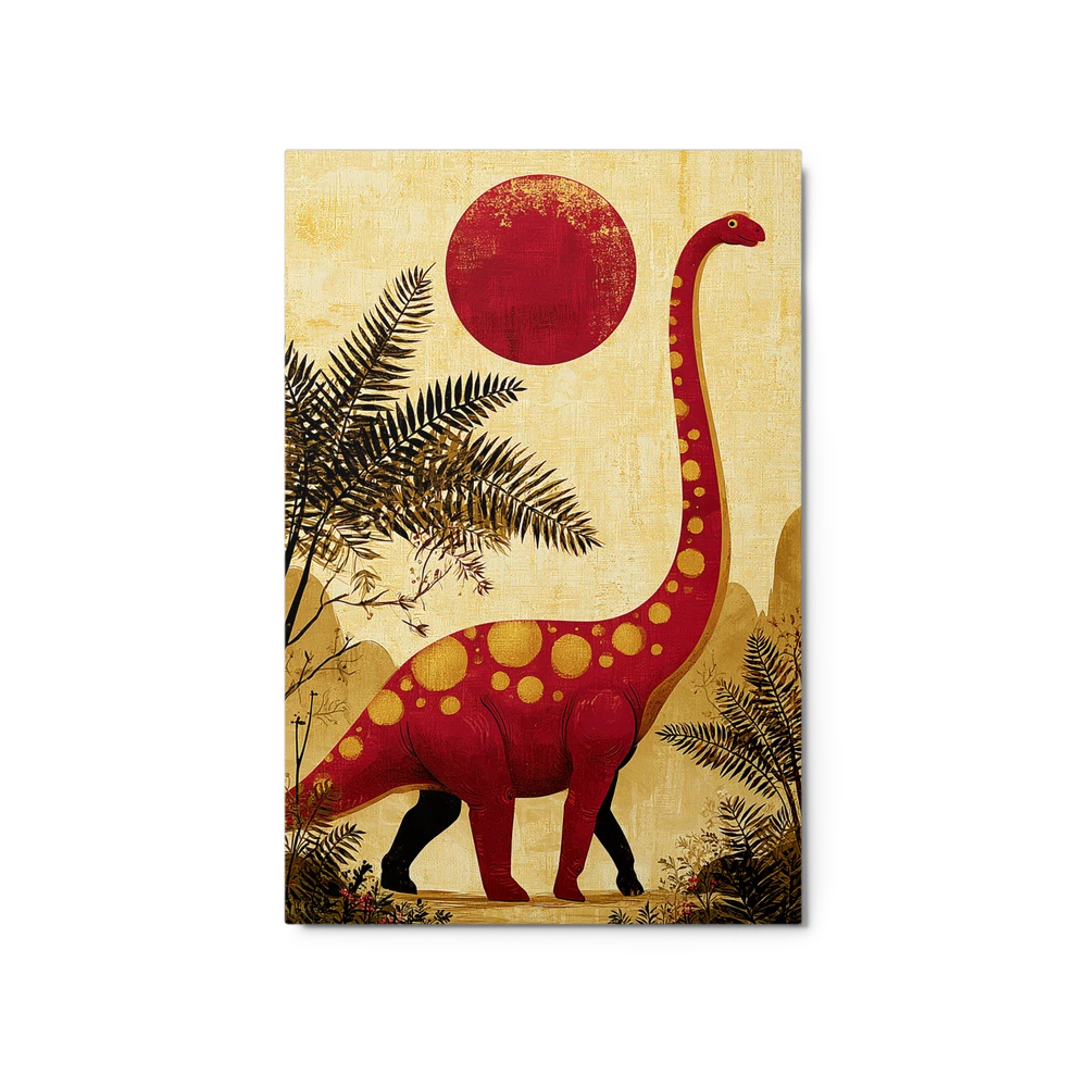 Crimson Sauropod Under Sun | Art Print
