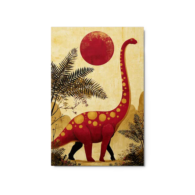 Crimson Sauropod Under Sun | Art Print