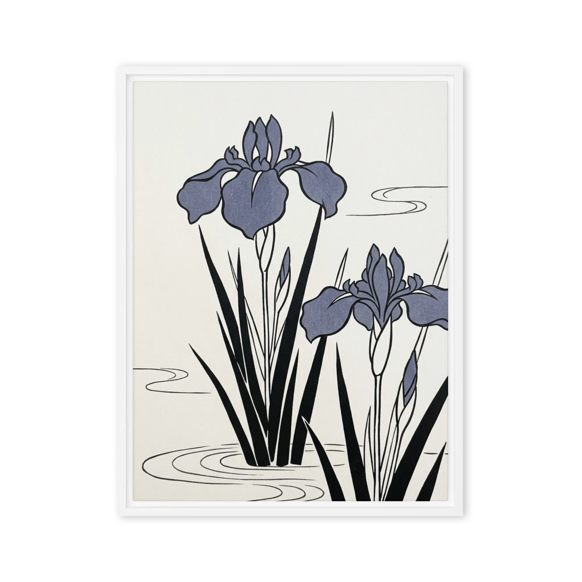 Twin Irises 
 Canvas with White Frame