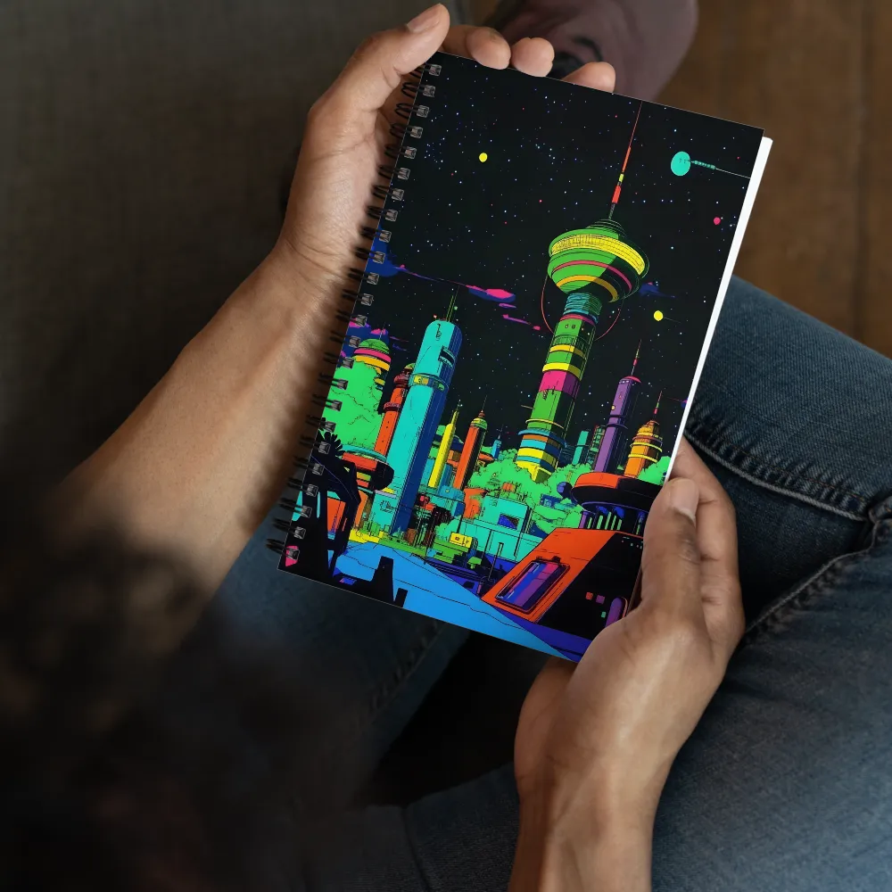 Neon Future Cityscape 
 Spiral Notebook | 140 pages
