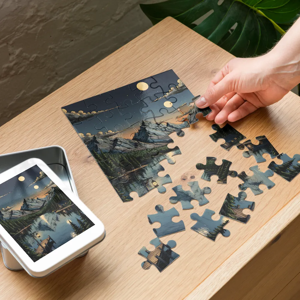 Lakeside Nocturne 
 Jigsaw Puzzle in Tin Box