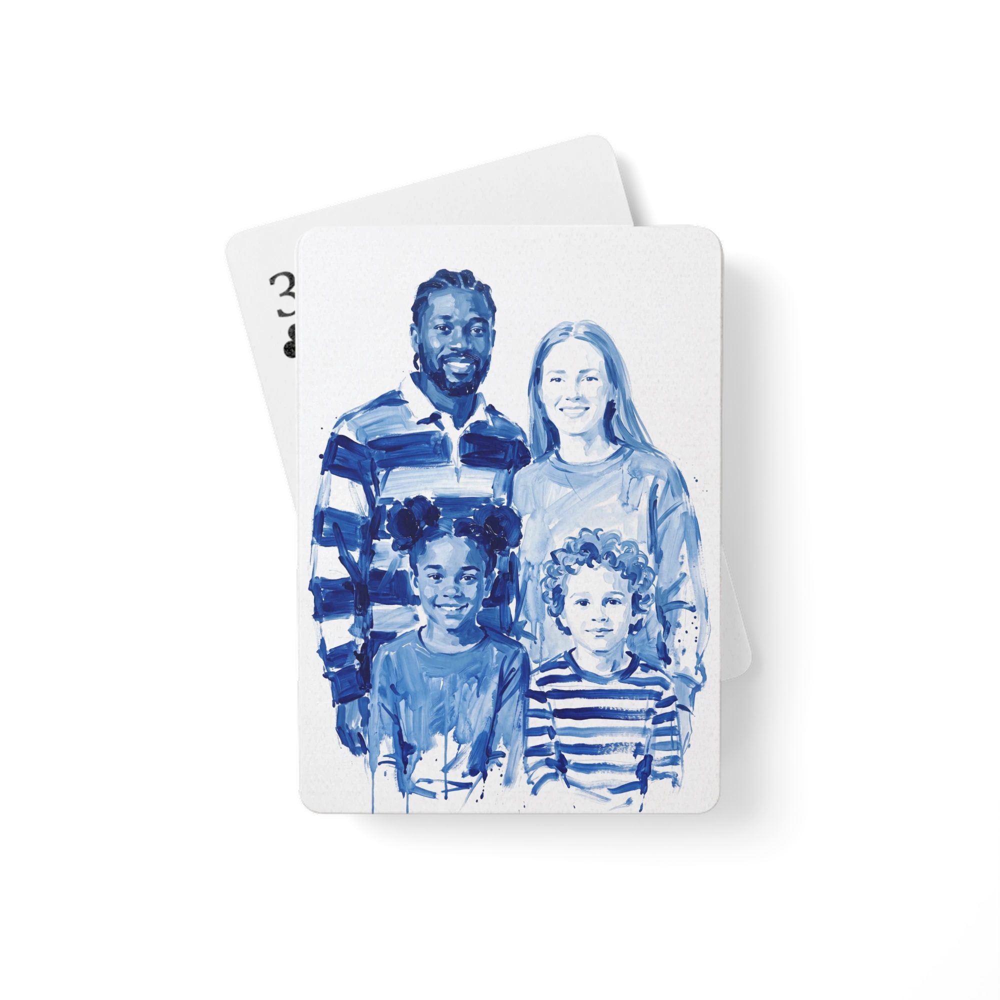Family Portrait Playing Cards — Blue Brushstroke