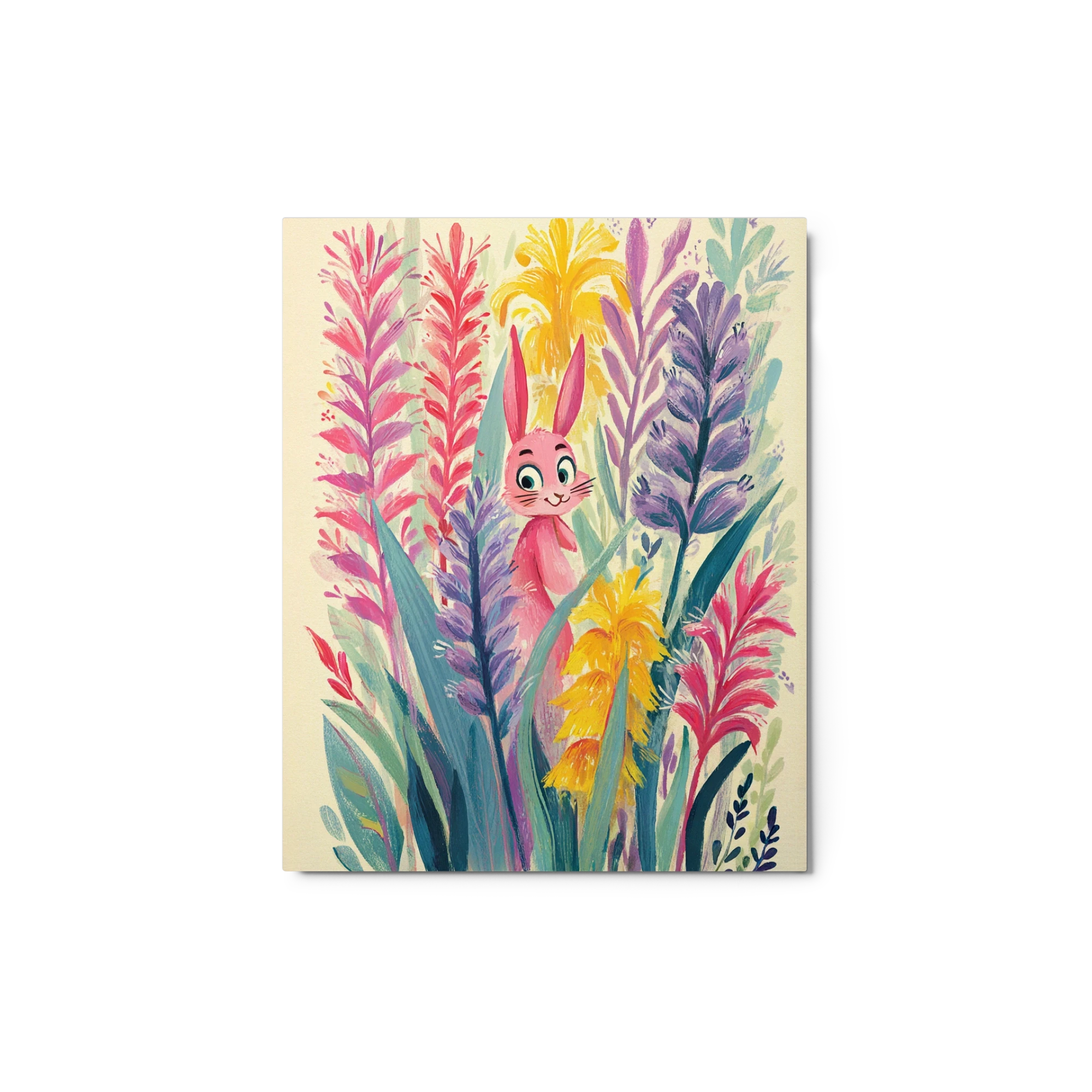 Pink Rabbit in Tall Flowers