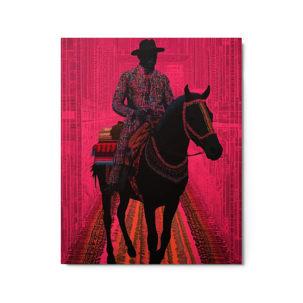 Stylized Rider on Magenta Horse | Art Print