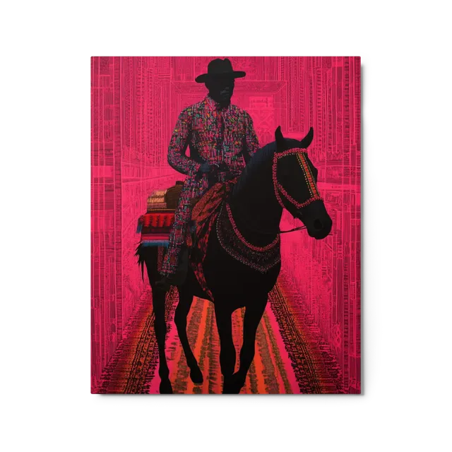 Stylized Rider on Magenta Horse | Art Print