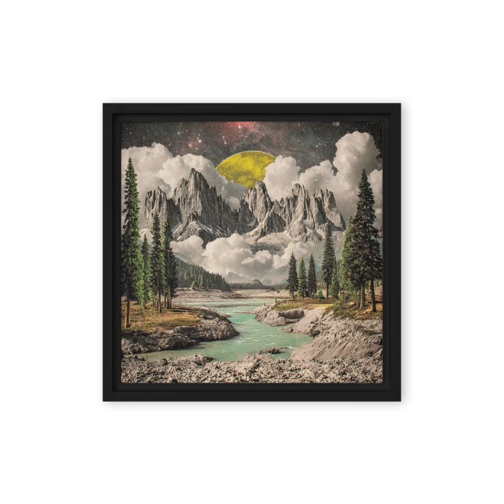 Yellow Moon Mountain Collage | Art Print