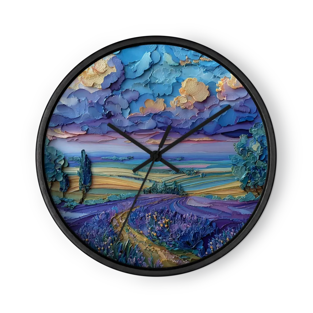 Impressionistische Lavendelfelder | Wanduhr