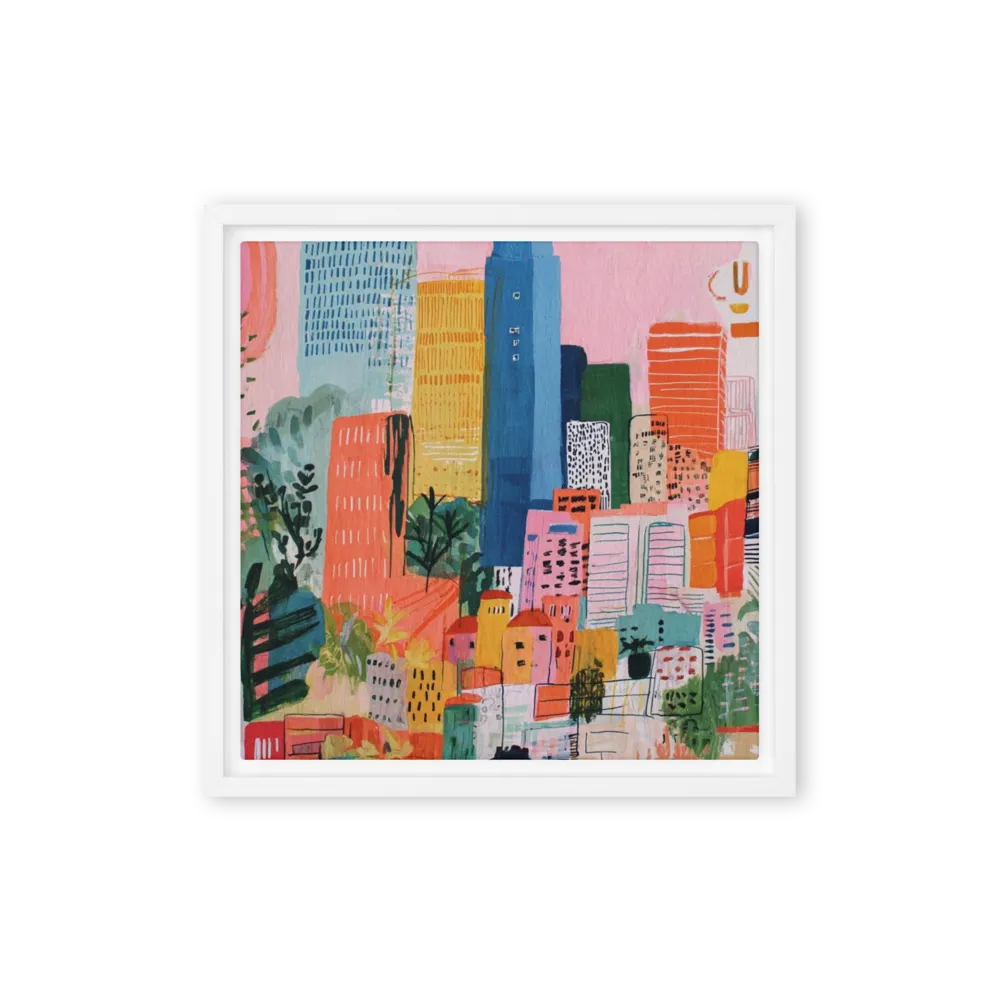 Metropolis in Pink 
 Poster with Red oak Frame | 12″x 12″
