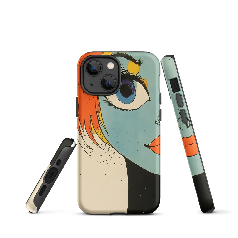 Stylized Blue Face Portrait | Phone Case