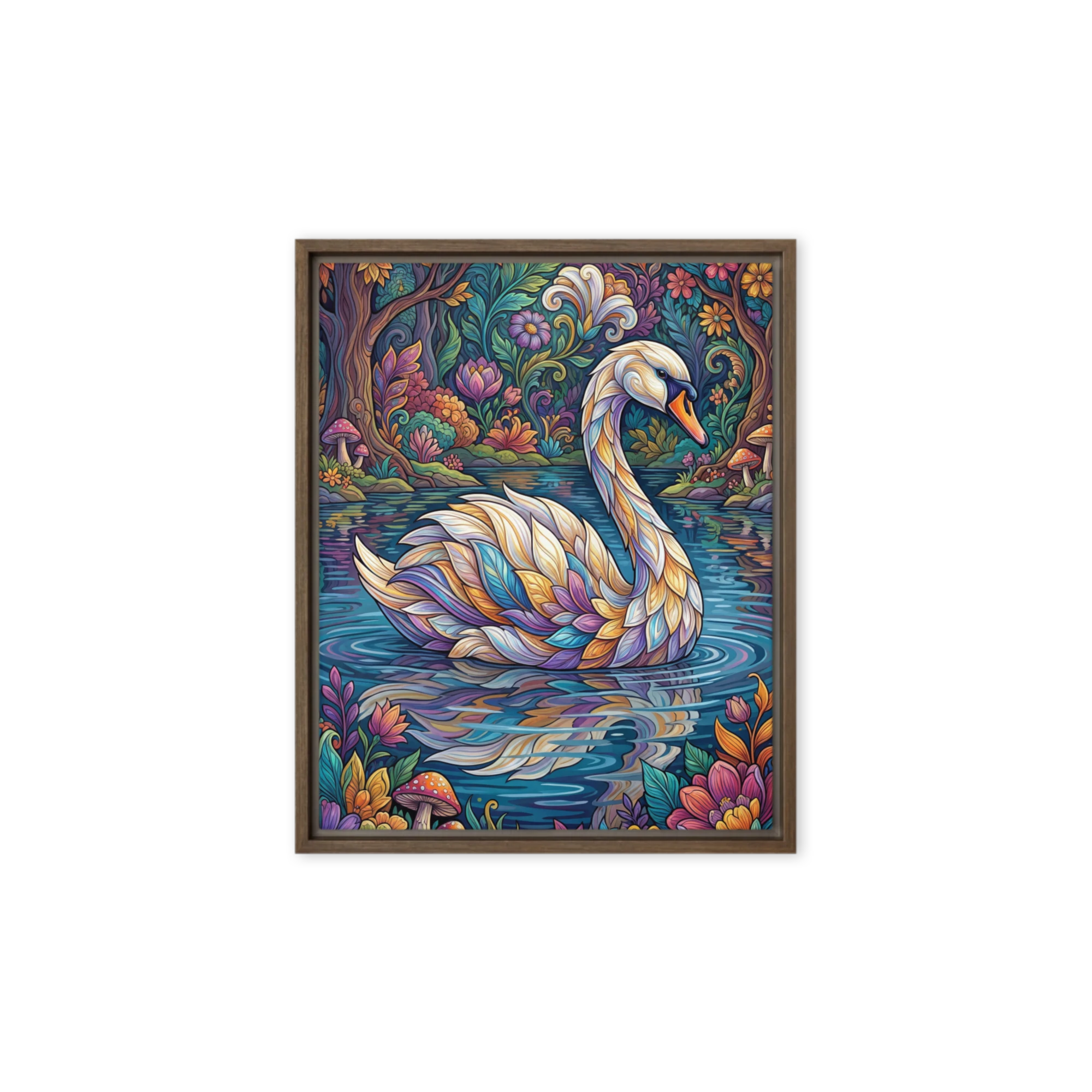 Art Nouveau Stained Glass Swan