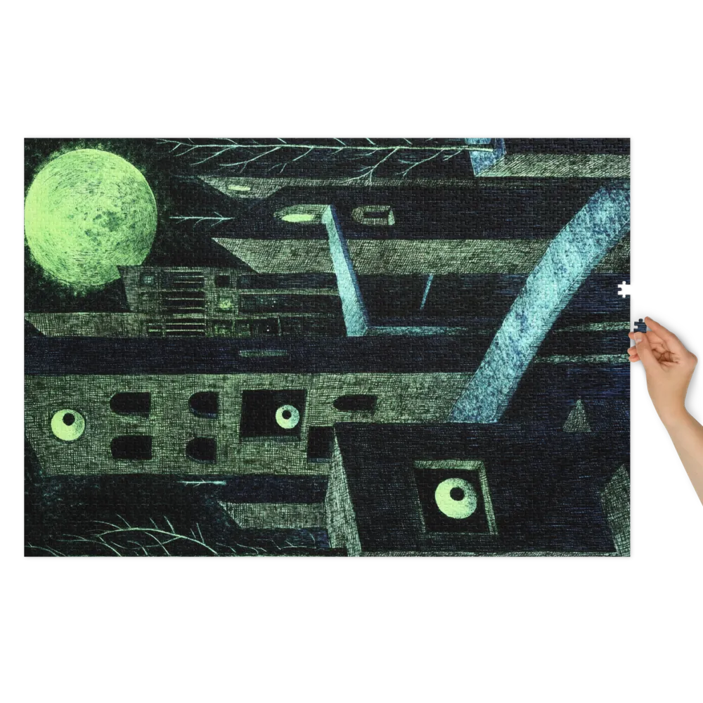 Surreal Moonlit City 
 Jigsaw Puzzle in Tin Box
