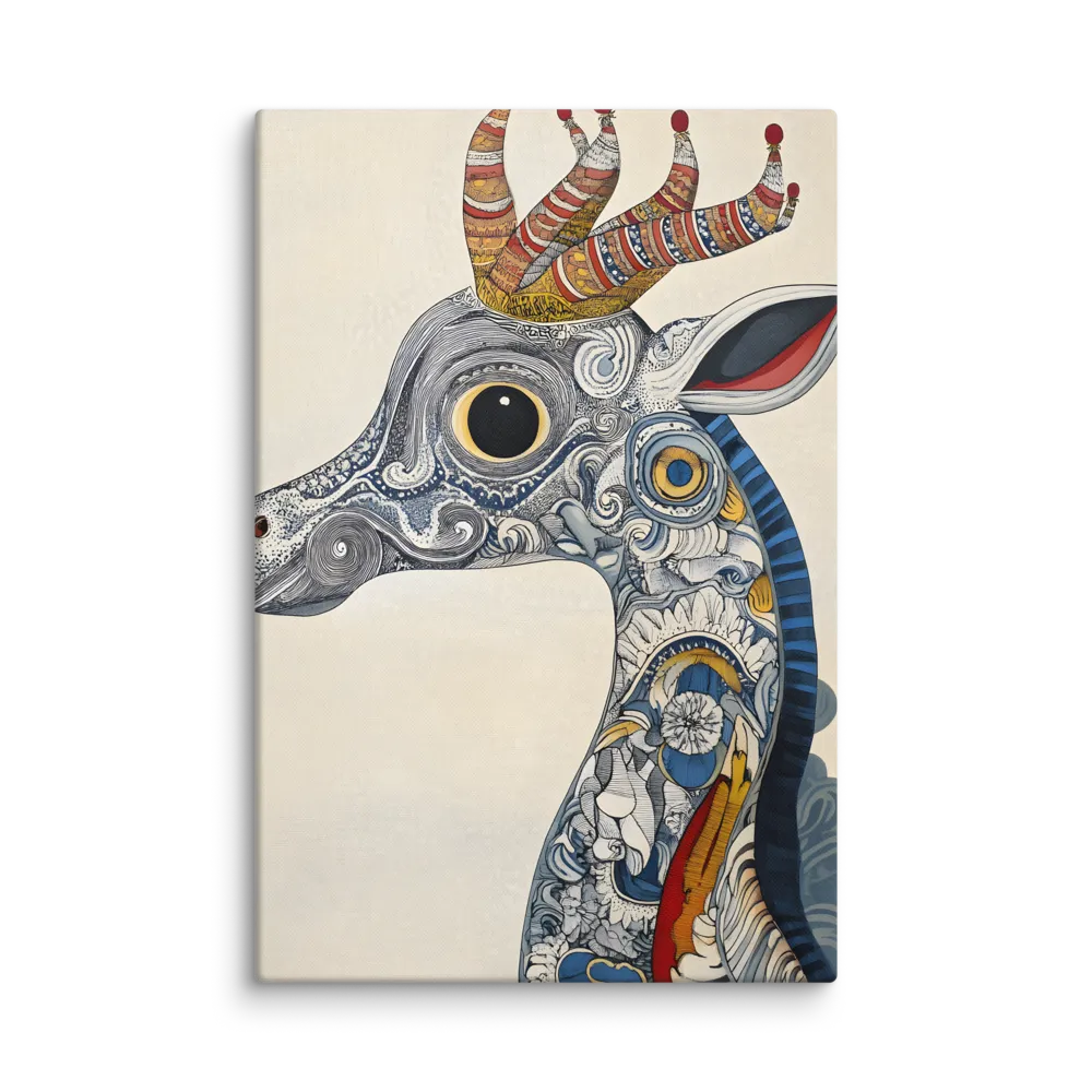 Fantastical Ornate Stag 
 Canvas with Brown Frame