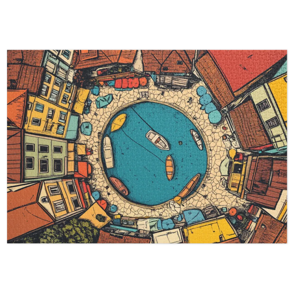 Aldeia Portuária Colorida 
 Puzzle em caixa de metal