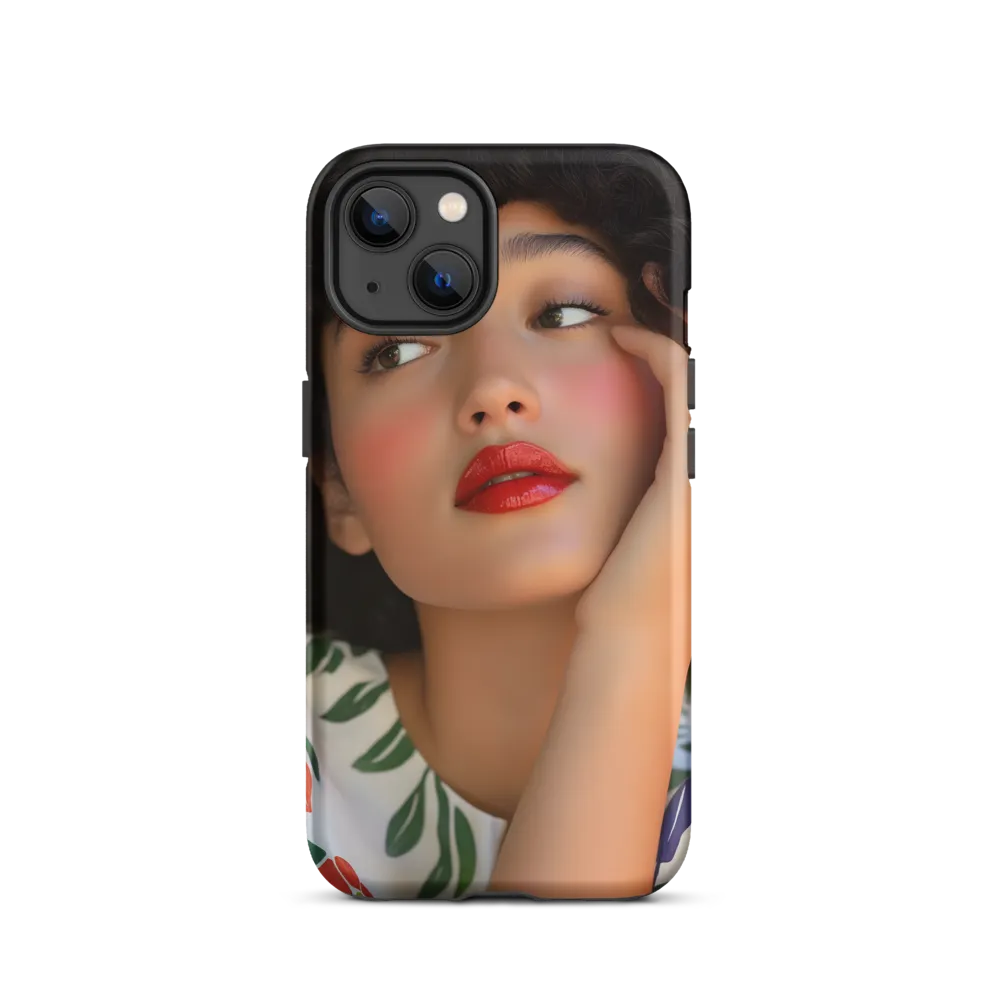 Portrait of a Young Model with Curly Hair | Phone Case