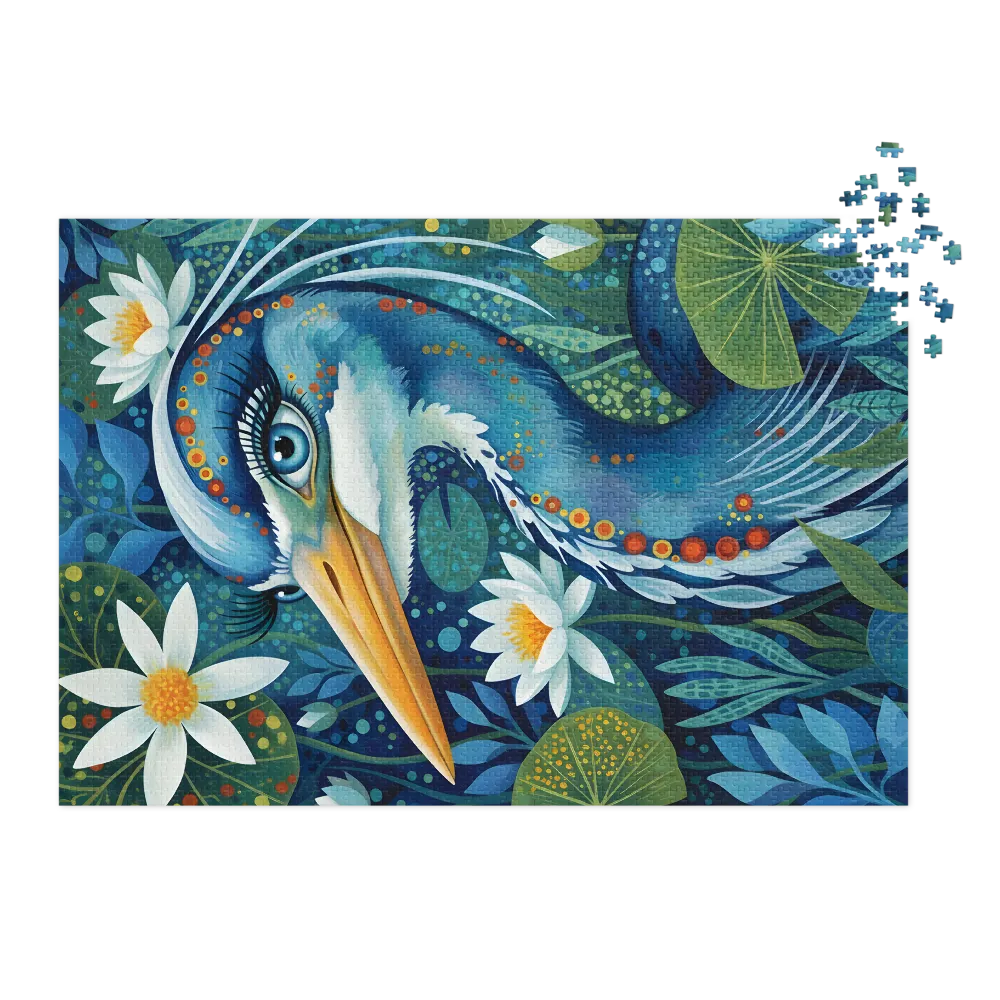Heron Among Water Lilies | Jigsaw Puzzles