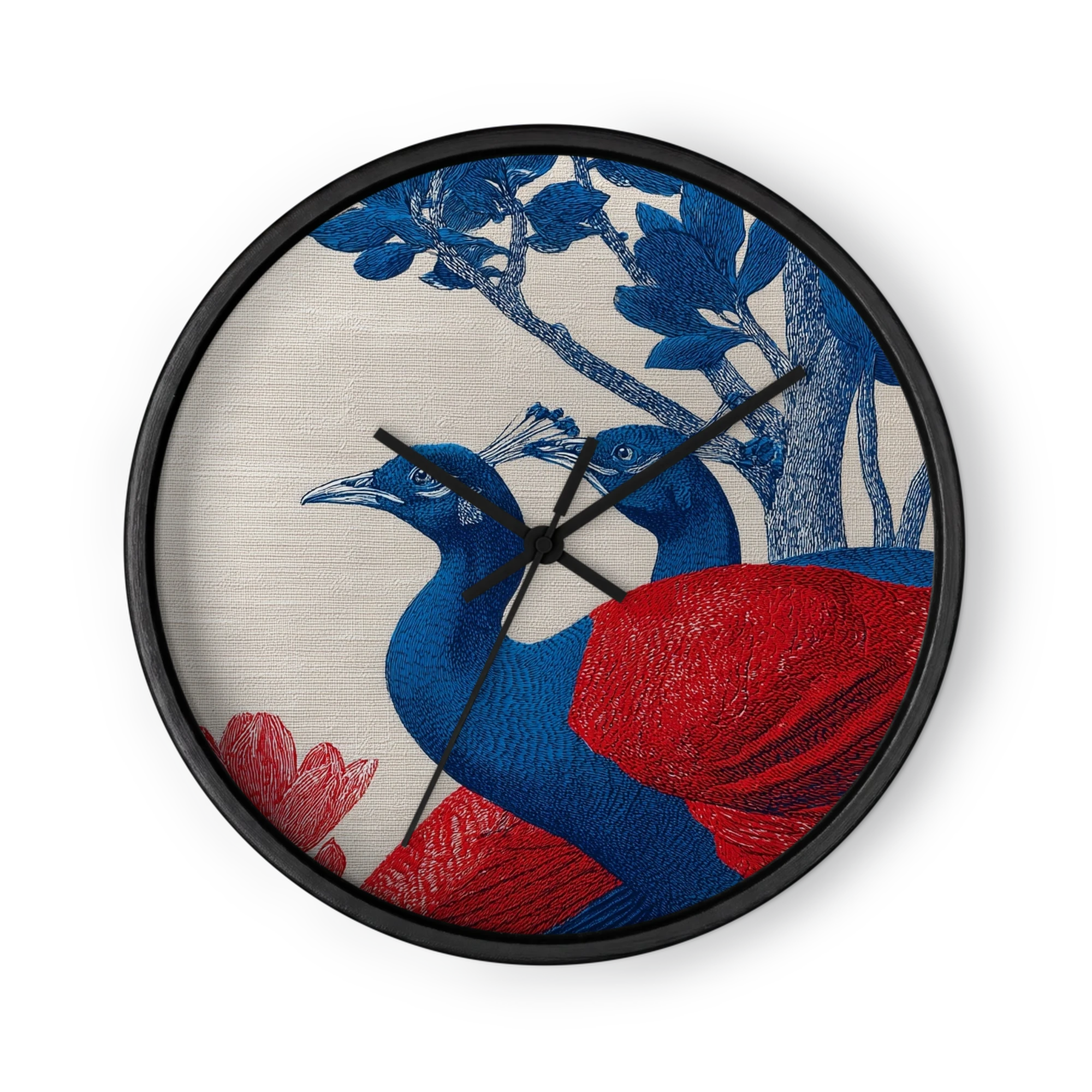 Blue and Red Peacocks