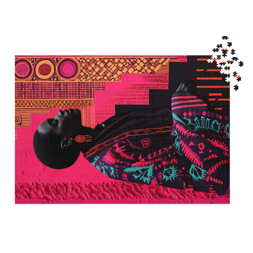 Profile Portrait of Woman with Vibrant Patterns