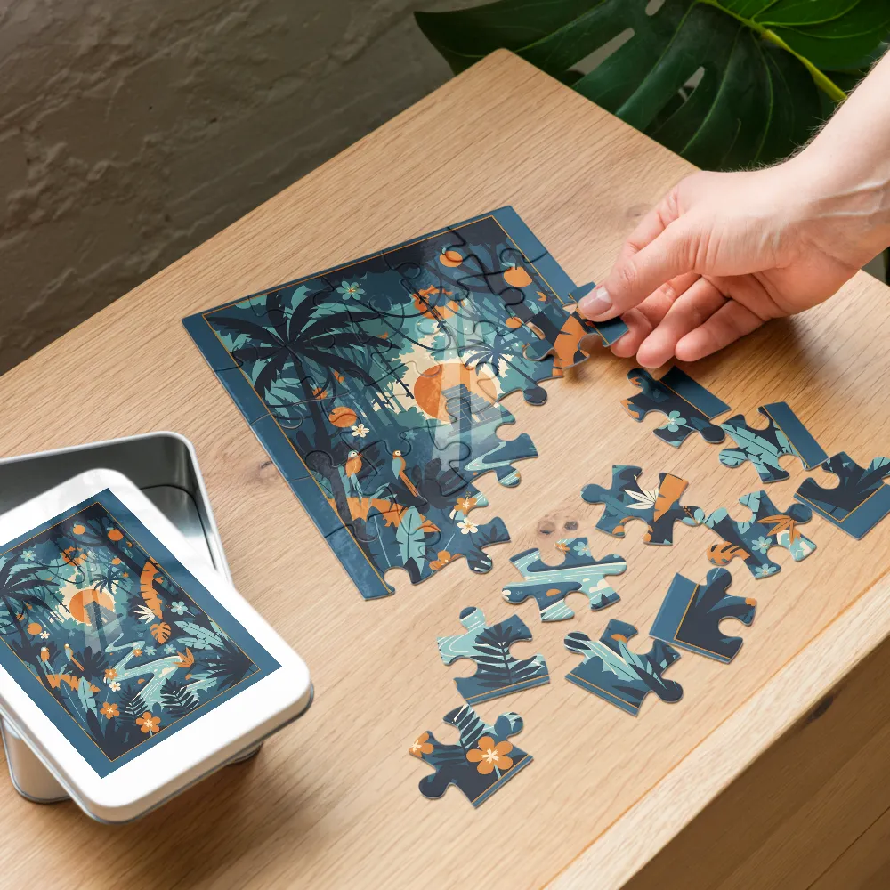 Lost Temple of the Jungle 
 Jigsaw Puzzle in Tin Box