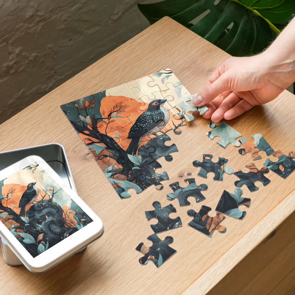 Whispers of the Tealwood Forest 
 Jigsaw Puzzle in Tin Box