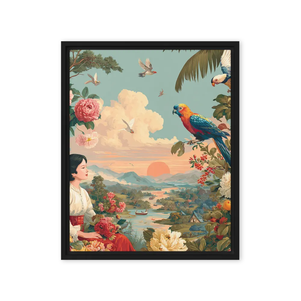 Serenade of the Sunset Garden 
 Poster with Red oak Frame | 16″x 16″