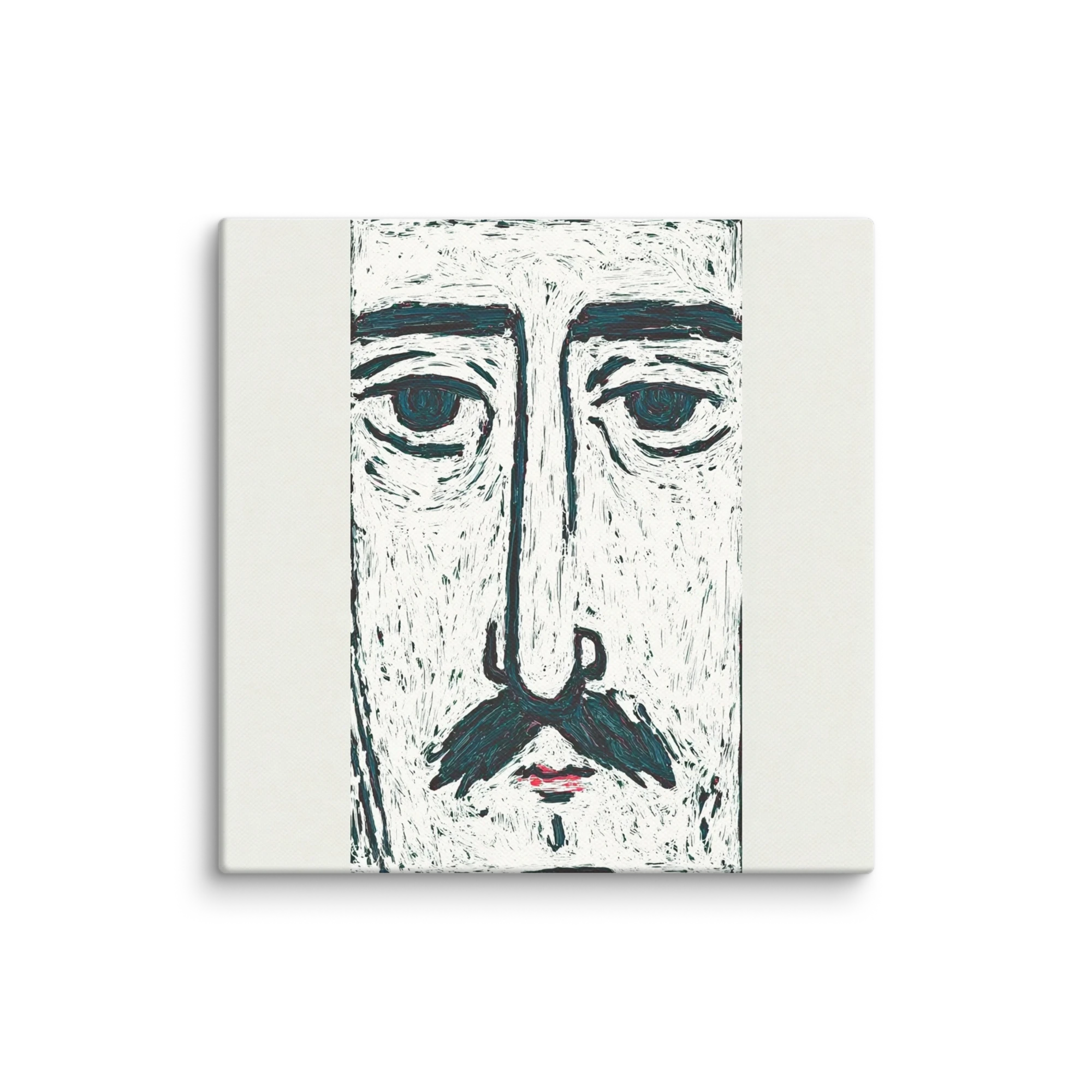 Three Faces In One Heavy Line — Black Ink On Cream