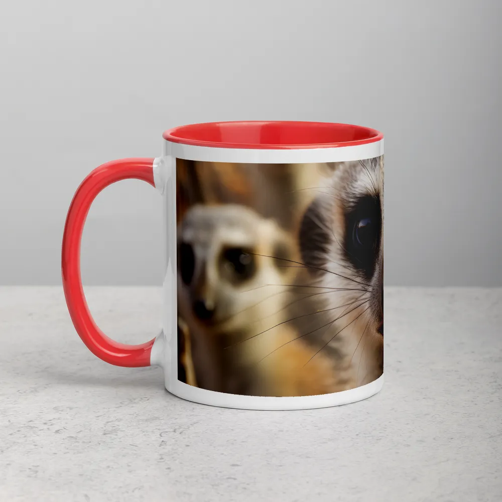 Curious Meerkat Portrait 
 Mug with Golden Yellow inside