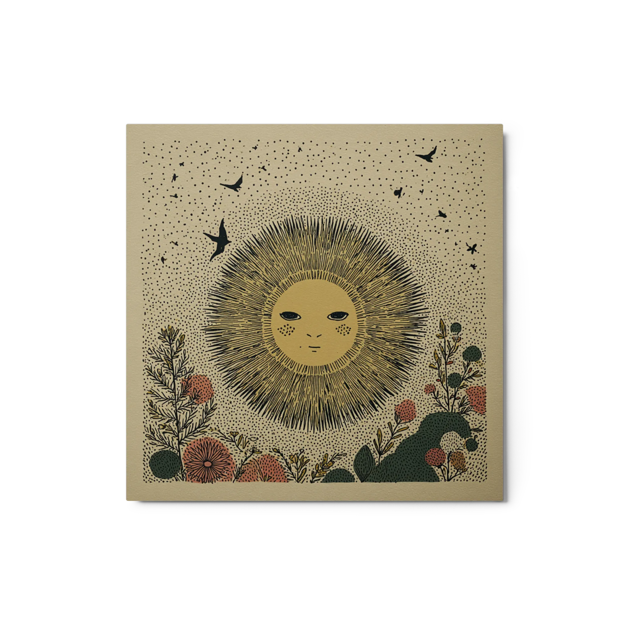Folk Art Sun and Birds