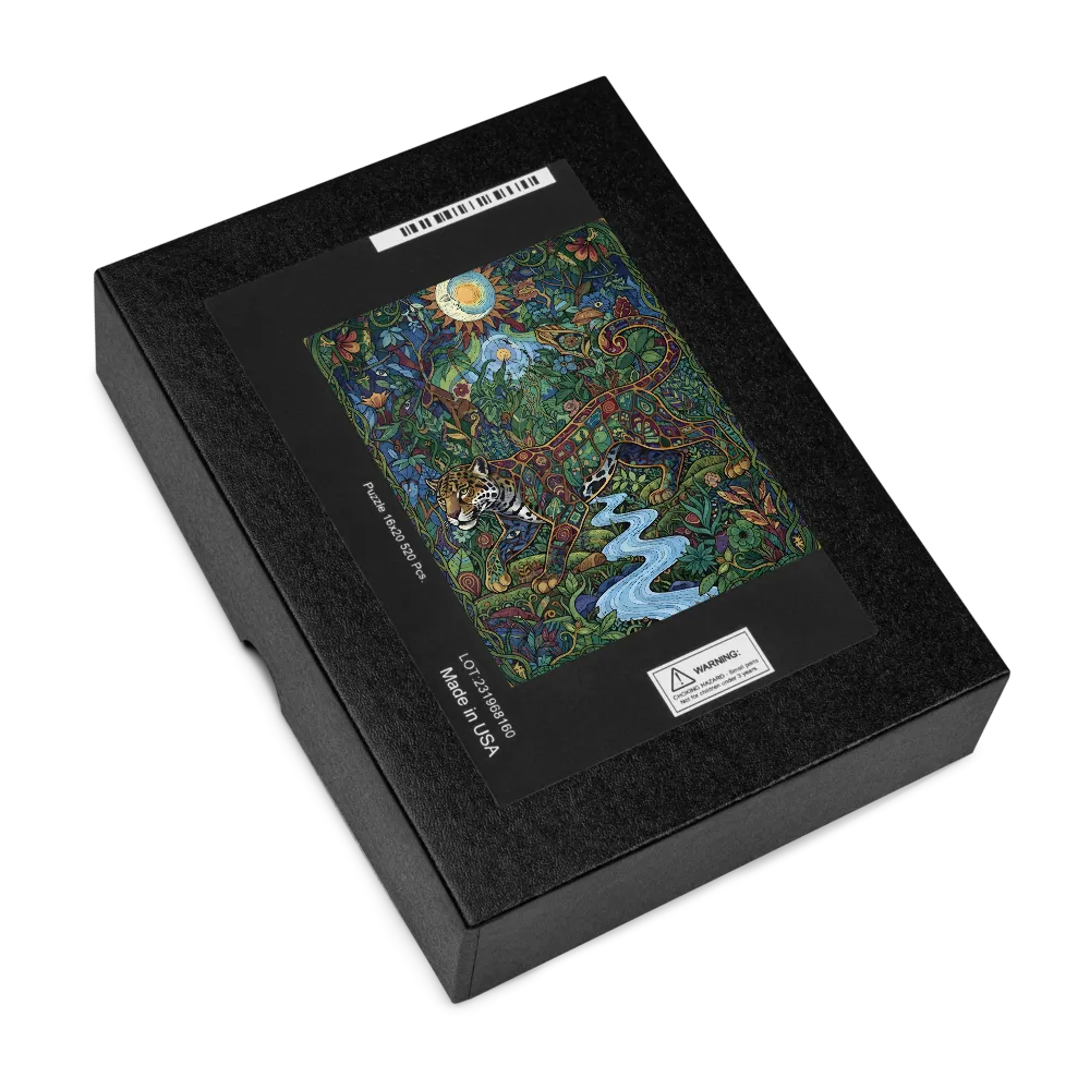 Stained-Glass Jaguar 
 Jigsaw Puzzle in Tin Box