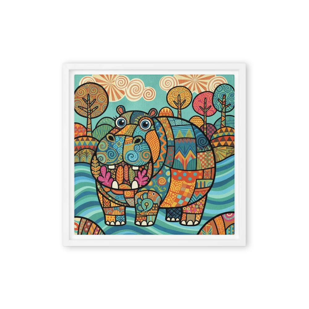 Patchwork Hippo | Art Print