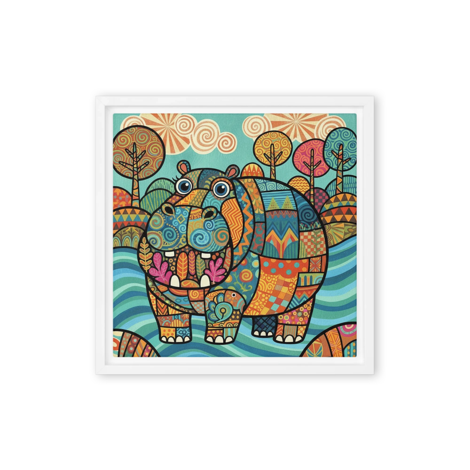 Patchwork Hippo | Art Print