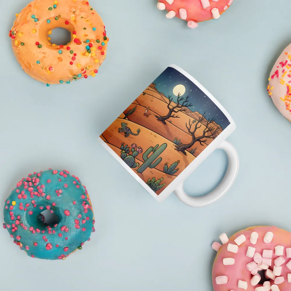 Moonlit Desert Foxes 
 Mug with Red inside | 15 oz