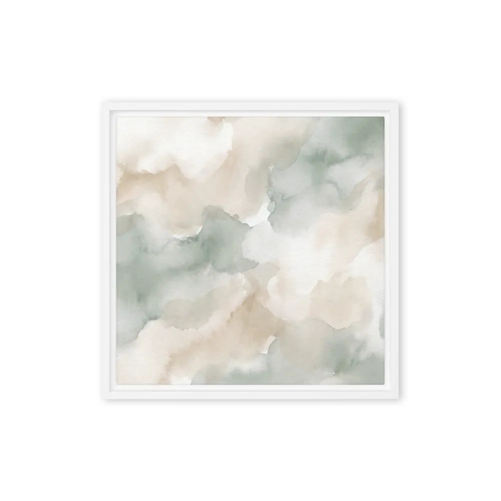 Ethereal Green and Beige Wash 
 Canvas | 14″x 14″