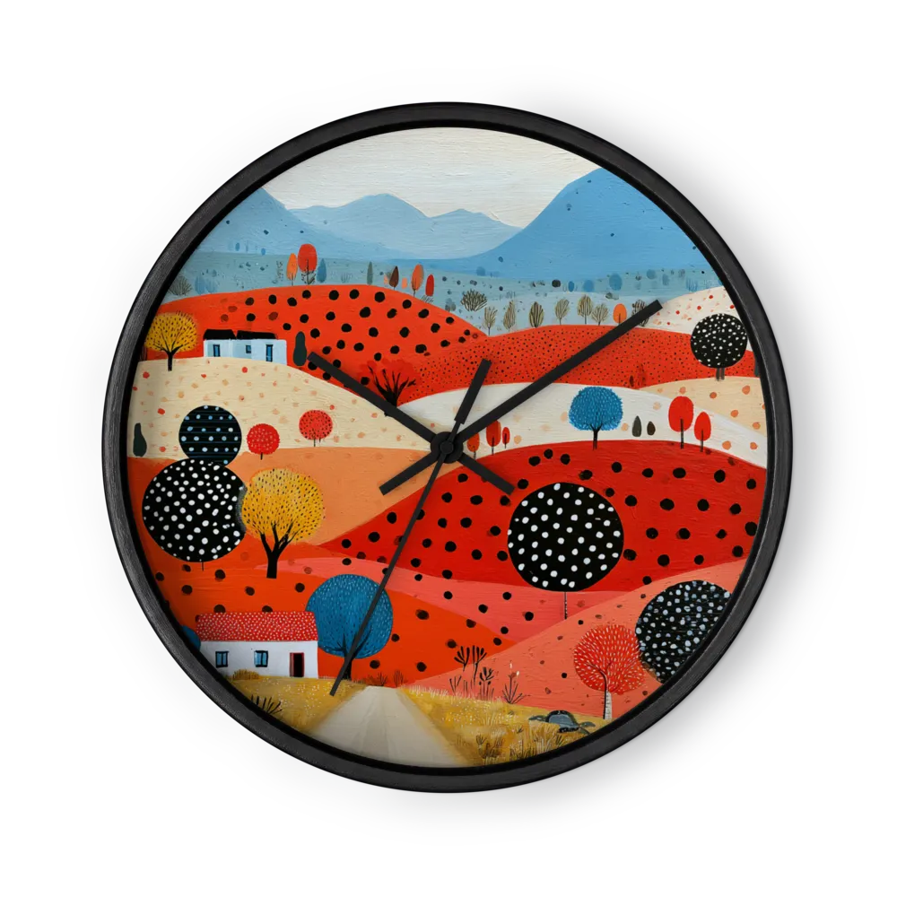 Red Hills and Polka Dot Trees | Wall Clock