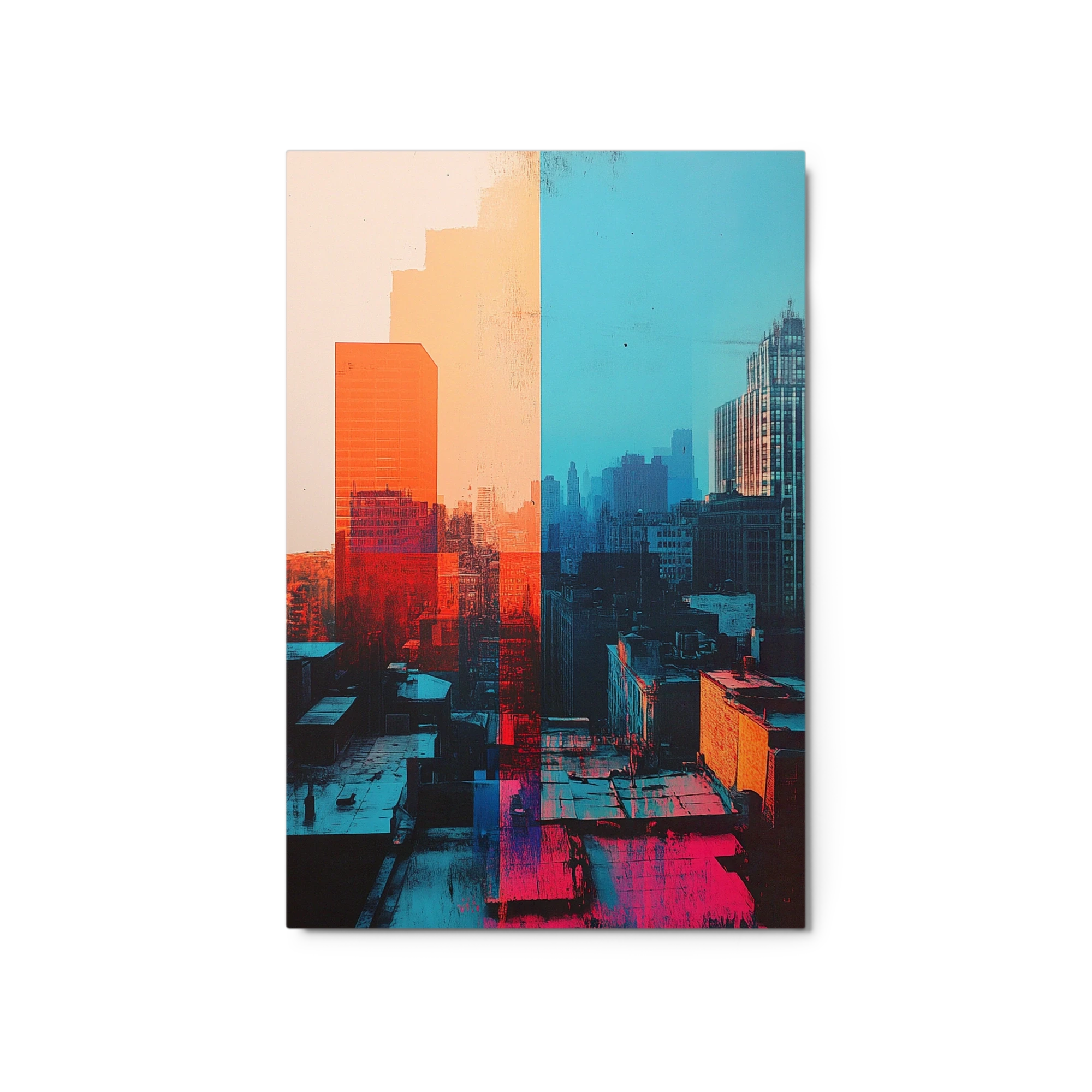 Abstract Cityscape in Blue and Orange