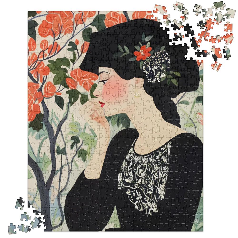 Art Nouveau Floral Muse 
 Jigsaw Puzzle in Tin Box