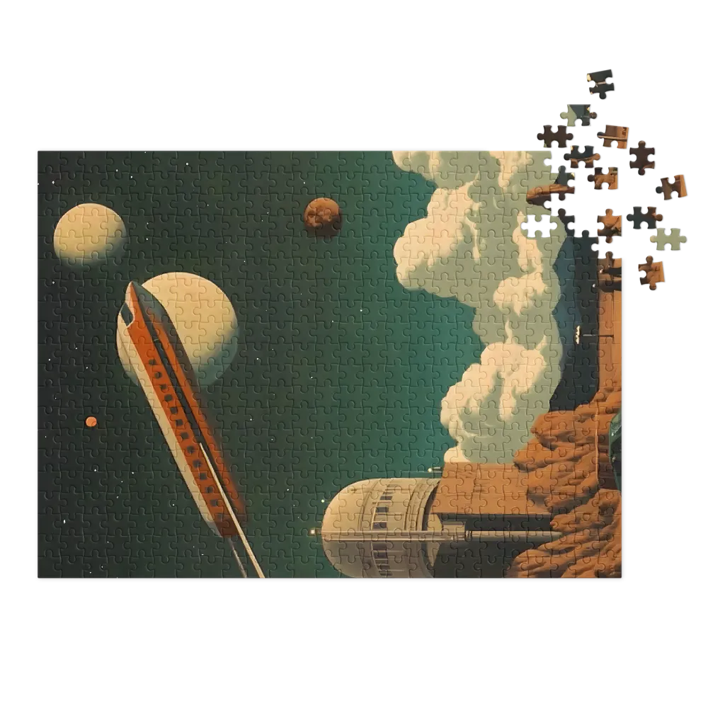 Surreal Spaceship in Planetary Landscape