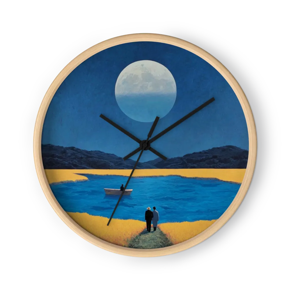 Moonlit Lake Clocks In Deep Blue — Ochre Shore, Ink Hills