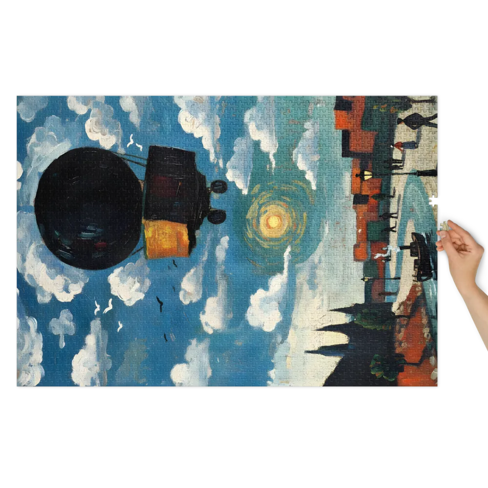 Balloon Above the River 
 Jigsaw Puzzle in Tin Box