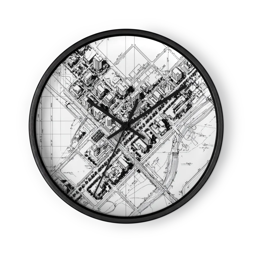 Technical Pen & Ink Drafting Wall Clocks — Black Ink on Grid