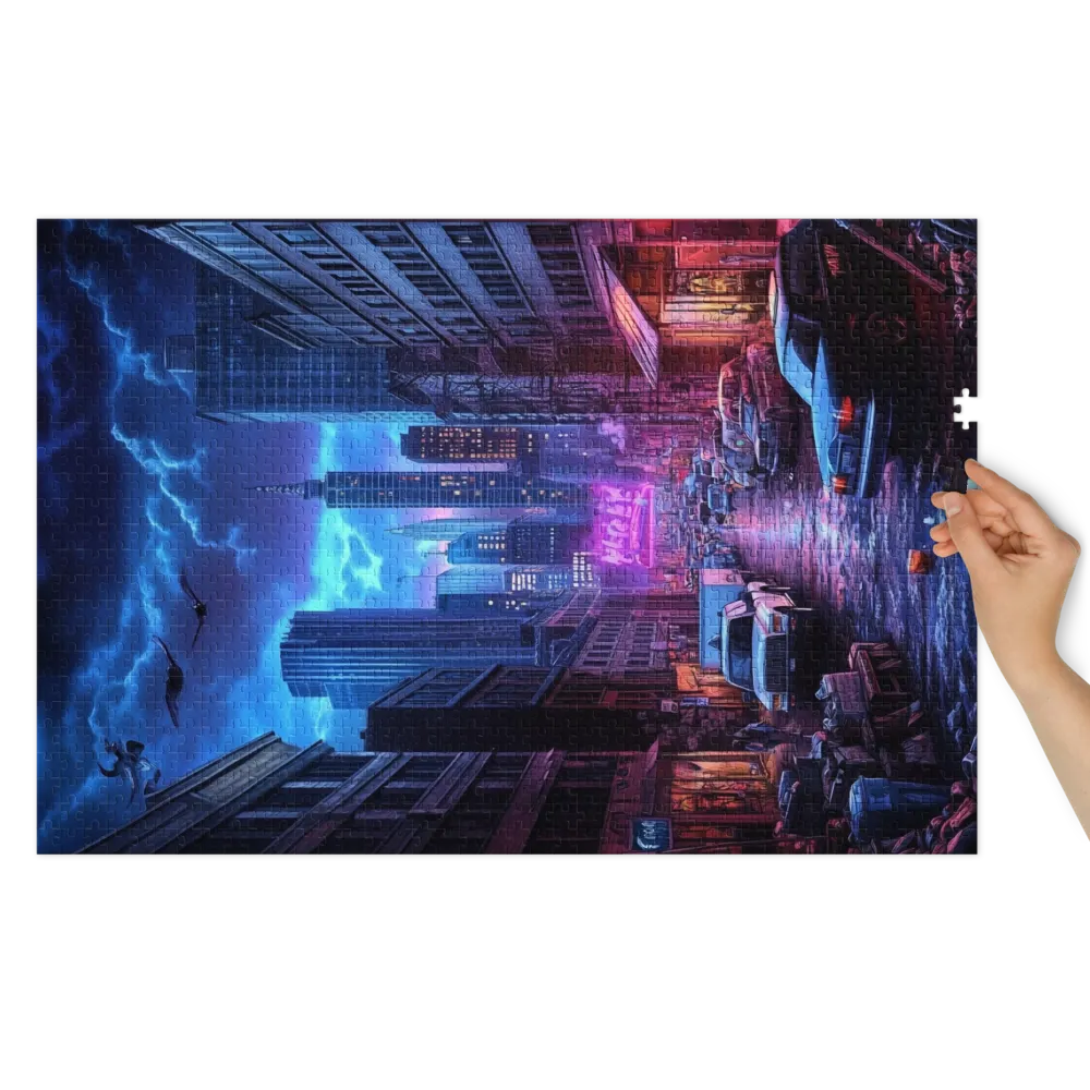 Futuristic Cityscape at Night | Jigsaw Puzzle (252/520 pieces)